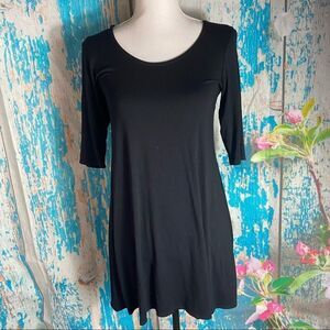 Eileen Fisher Black 3/4 Sleeve Tshirt A-Line Dress